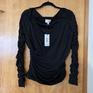 Willa Ruched Crisscross Top in Black